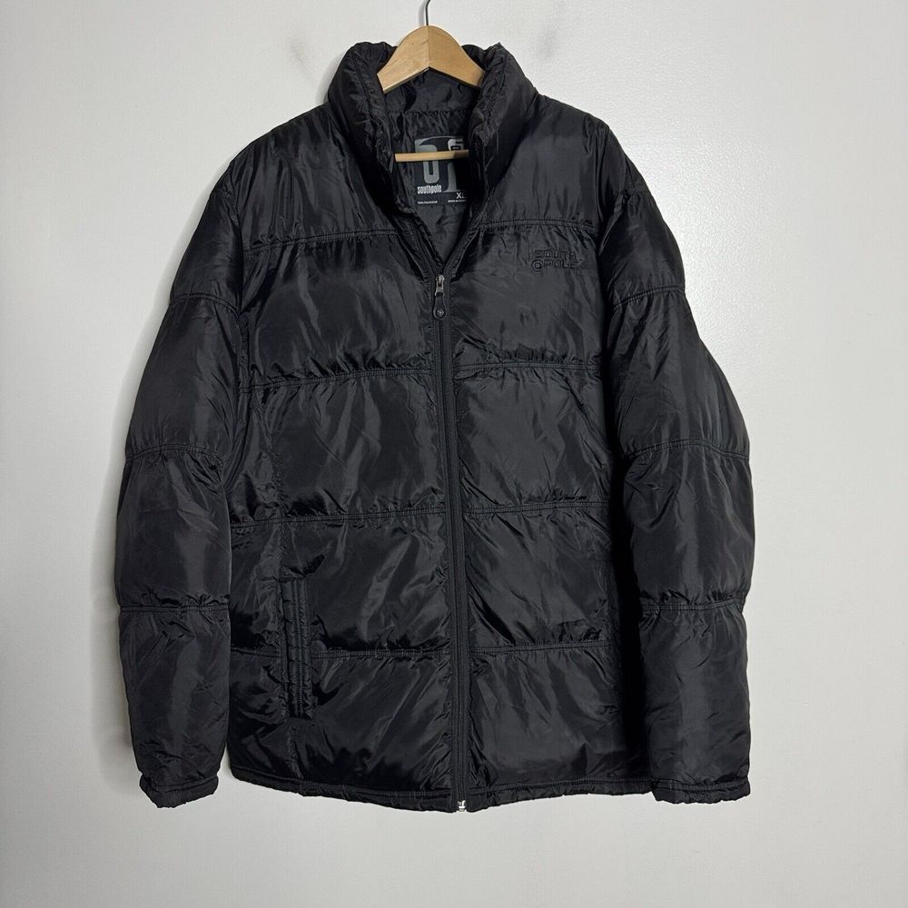 Southpole Puffer Coat XL Mens Solid Black Vtg Y2K